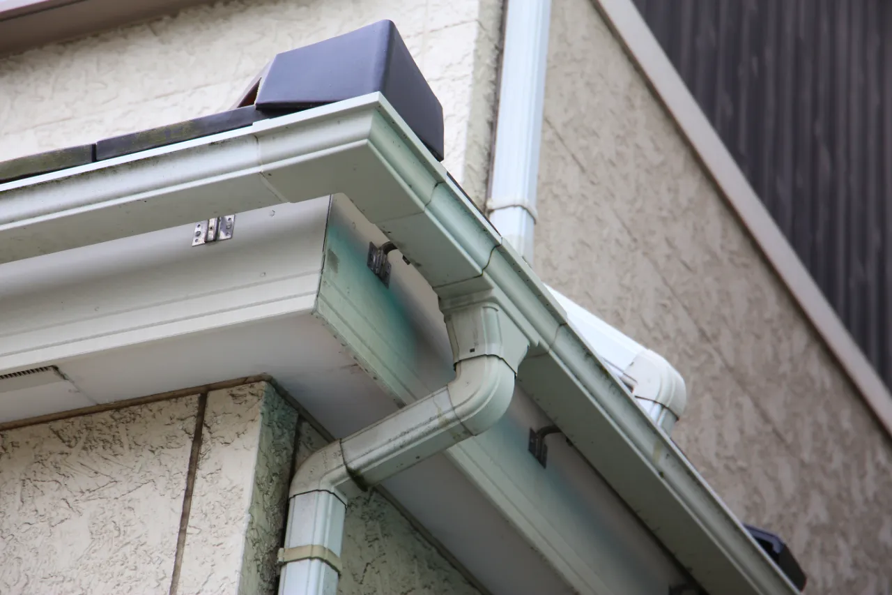 Close up of residential gutter system in New Jersey