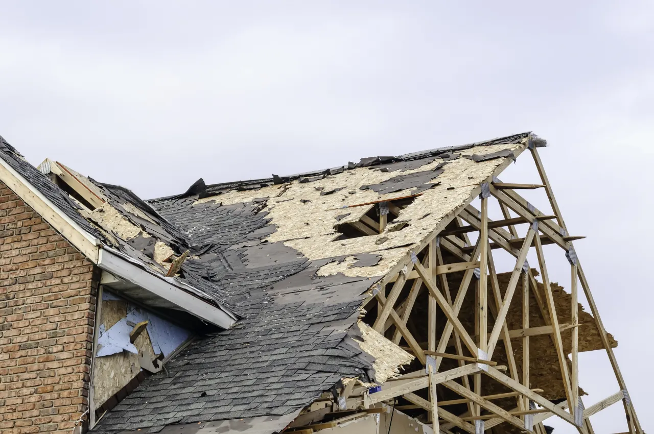 House roof damaged after extreme weather in New Jersey